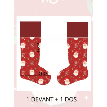 Panneau à Coudre pour Chaussette de Noël Père Noël - 100% coton Oeko-Tex