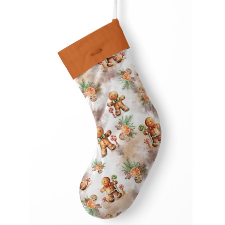 Panneau à Coudre pour Chaussette de Noël Pain D'épice - 100% coton Oeko-Tex