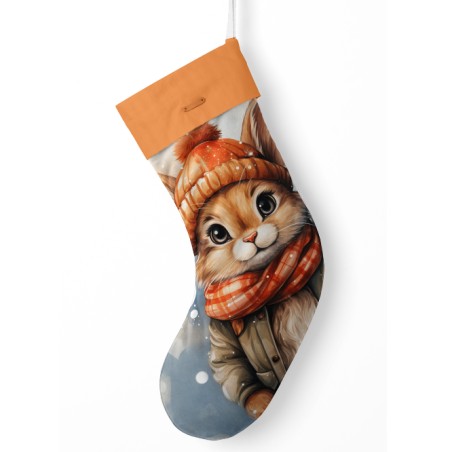 Panneau à Coudre pour Chaussette de Noël Lapin - 100% coton Oeko-Tex