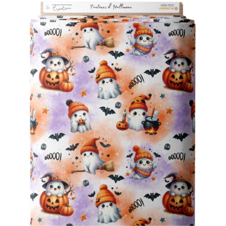 Tissu coton imprimé Fantôme d'Halloween  - Certifié Oeko-Tex®