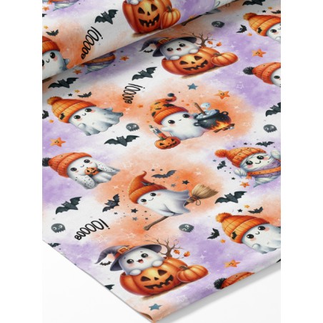 Tissu coton imprimé Fantôme d'Halloween  - Certifié Oeko-Tex®