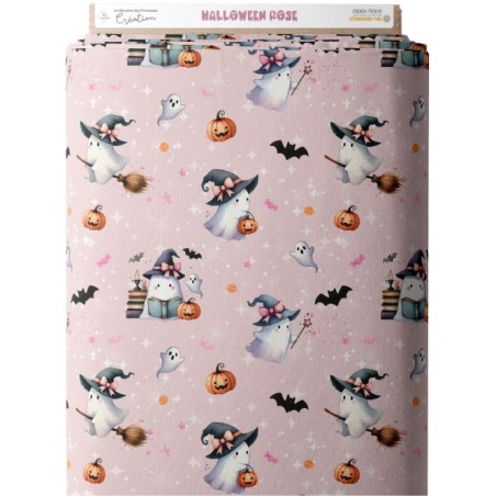 Tissu coton imprimé Halloween Rose - Certifié Oeko-Tex®