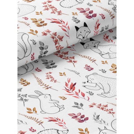 En stock Tissu coton imprimé pour enfants Forêt Enchantée - Certifié Oeko-Tex®