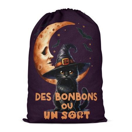 Panneau Pochon Halloween chat noir