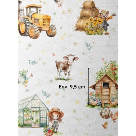 Tissu coton imprimé pour enfants Ma petite ferme - Certifié Oeko-Tex®