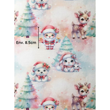 Tissu coton imprimé Pastel Christmas - Certifié Oeko-Tex®