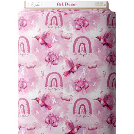 Tissu coton imprimé Girl Power - Certifié Oeko-Tex®