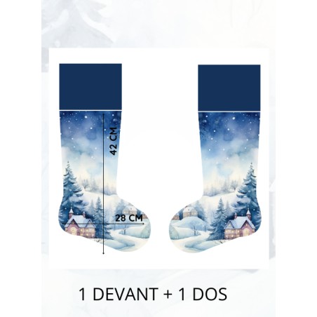 Panneau à Coudre pour Chaussette de Noël Paysage Hivernale - 100% coton Oeko-Tex