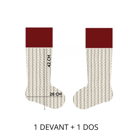 Panneau à Coudre pour Chaussette de Noël Tricoté - 100% coton Oeko-Tex