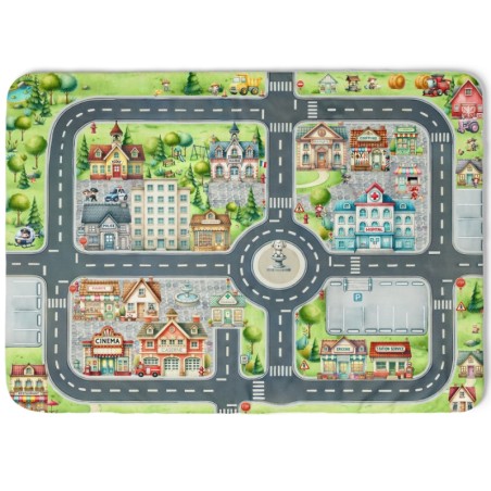 Tapis de jeu pour enfant Ma petite ville 130x100cm en tissu softshell