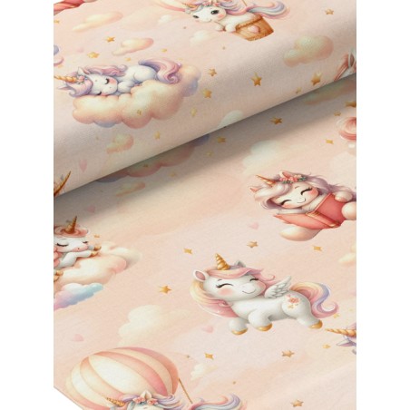 Tissu coton imprimé pour enfants Tendre Licorne- Certifié Oeko-Tex®