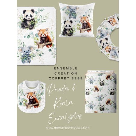 Ensemble Panda & Koala Eucalyptus pour création Bébé, coffret de naissance complet