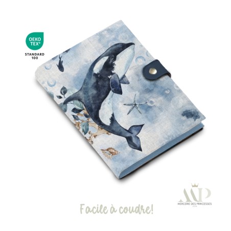 Panneau de couture Protège Carnet de Santé - Motif Marine - Animaux Marins DIY - Tissu Patron pour création naissance