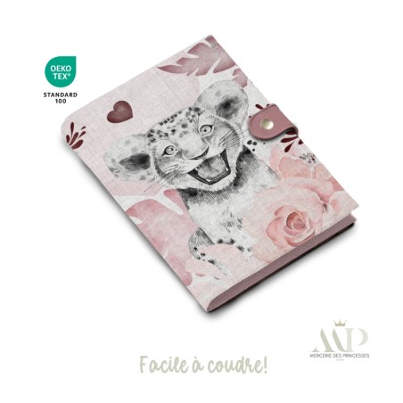 Panneau de couture Protège Carnet de Santé - Motif Savane Vieux Rose DIY - Tissu Patron pour création naissance