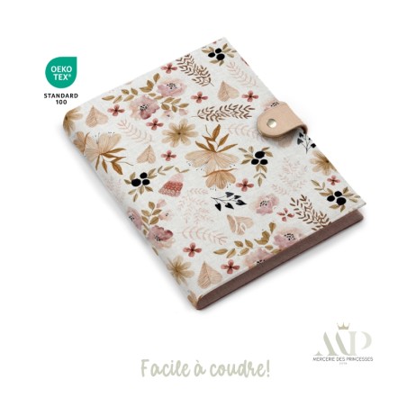 Panneau de couture Protège Carnet de Santé - Motif Fleurs sauvages Rose DIY - Tissu Patron pour création naissance