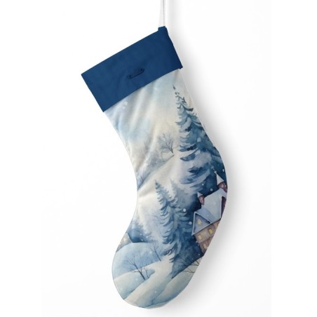 Panneau à Coudre pour Chaussette de Noël Paysage Hivernale - 100% coton Oeko-Tex