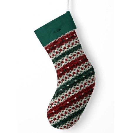 Panneau à Coudre pour Chaussette de Noël Tricoté Rouge & Vert- 100% coton Oeko-Tex