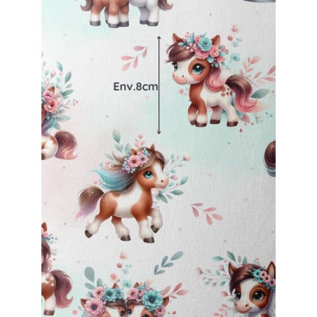 Tissu coton imprimé pour enfants Poney - Certifié Oeko-Tex®