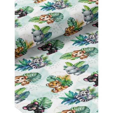 Tissu coton imprimé pour enfants Baby Jungle Tropicale - Certifié Oeko-Tex®