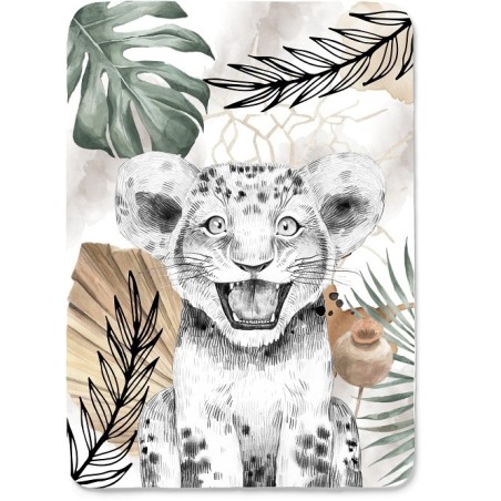 Panneau Lion Savane Africaine pour couverture à réaliser soi-même- Certifié Oeko-Tex®