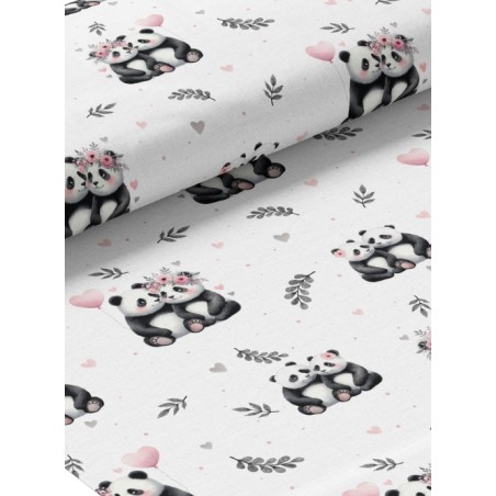 Tissu coton imprimé pour enfants Panda & Coeur - Certifié Oeko-Tex®