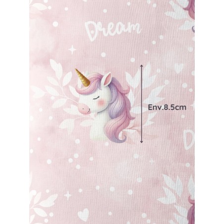 Tissu coton imprimé pour enfants Licorne Rose- Certifié Oeko-Tex®