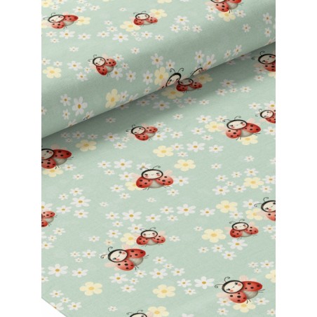 Tissu coton imprimé pour enfants Petites Coccinelles- Certifié Oeko-Tex®