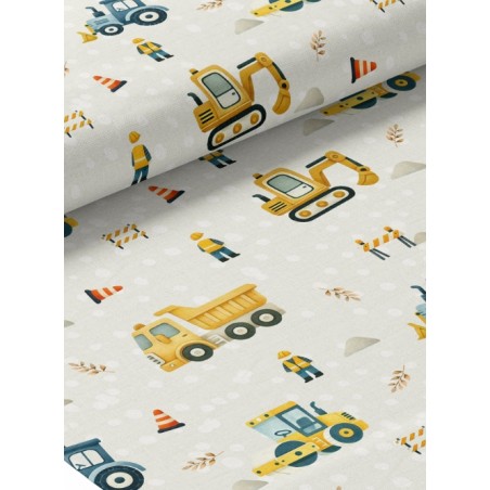 Tissu coton imprimé pour enfants Chantiers - Certifié Oeko-Tex®