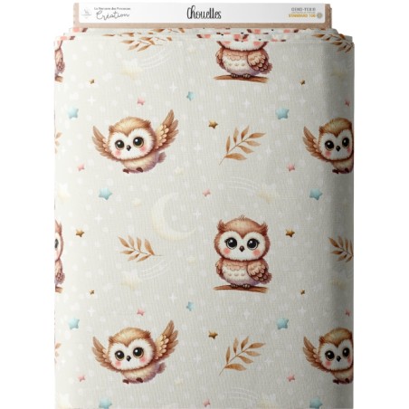 Tissu coton imprimé pour enfants Petites Chouettes- Certifié Oeko-Tex®