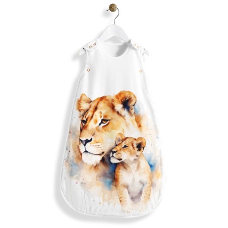 Panneau tissu pour gigoteuse bébé "Lionne et Lionceau" - Coton OEKO-TEX® 0-6 mois