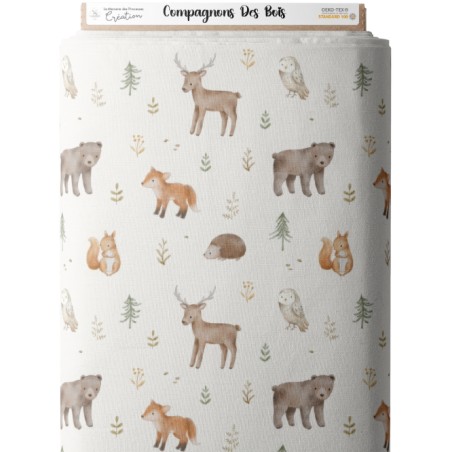 Tissu coton imprimé pour enfants Compagnons Des Bois - Certifié Oeko-Tex®