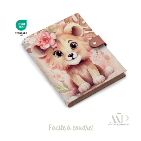 Panneau de couture Protège Carnet de Santé - Motif Rainbow Lion - Animaux DIY - Tissu Patron pour création naissance