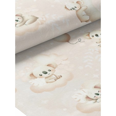 Tissu coton imprimé pour enfants Petits Koalas Beige- Certifié Oeko-Tex®