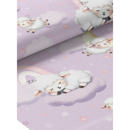 Tissu coton imprimé pour enfants Moutons dans les nuages- Certifié Oeko-Tex®