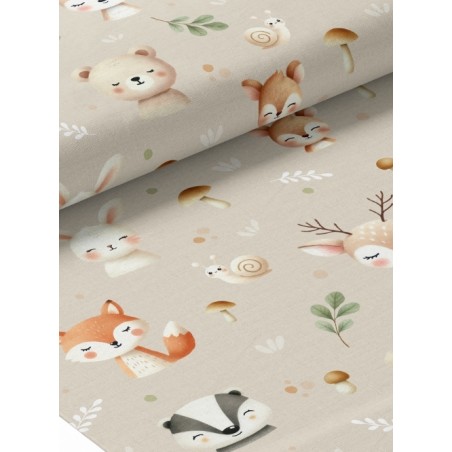 Tissu coton imprimé pour enfants Cute Forest - Certifié Oeko-Tex®