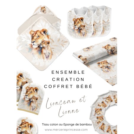 Ensemble Lionceau et Lionne pour création Bébé, coffret de naissance complet