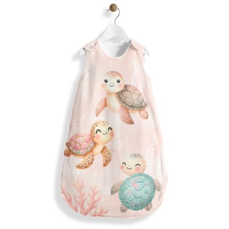 Panneau tissu pour gigoteuse bébé "Tortue Corail" - Coton OEKO-TEX® 0-6 mois