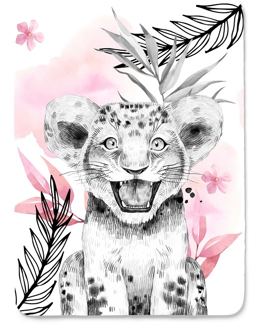 Panneau Lion Savane Rose...