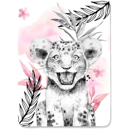 Panneau Lion Savane Rose pour couverture à réaliser soi-même- Certifié Oeko-Tex®