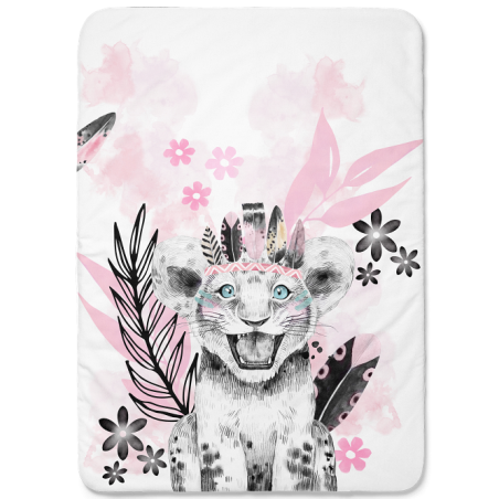 Panneau Lion rose & noir pour couverture à réaliser soi-même- Certifié Oeko-Tex®